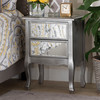 Baxton Studio Leonie Silver Finished Wood and Mirrored Glass 2-Drawer Nightstand 162-10266
